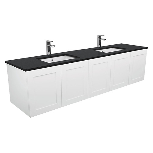 Cm Sarah Black Sparkle Mila Wall Hung Double Basin Vanity Unit